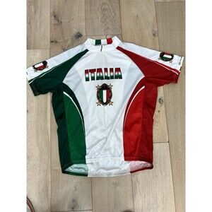 Primal Italia Italy Cycling Jersey Green White Red Crest Symbol  Size Large